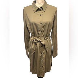 LINE Anel NWT Belted Roll Ip Sleeve Shirt Dress in Fatigue Size L